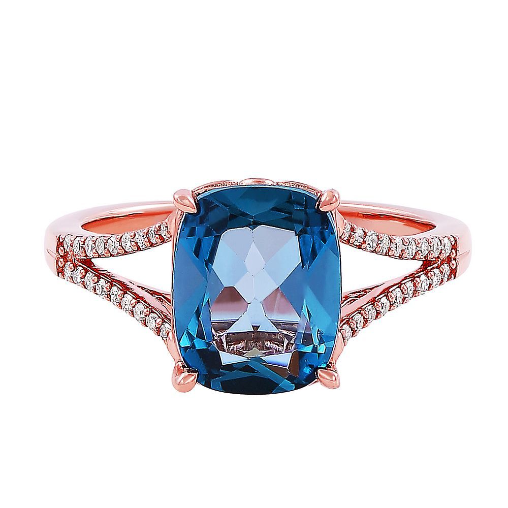 14K White Natural London Blue Topaz Stackable Ring - 71882-600-P